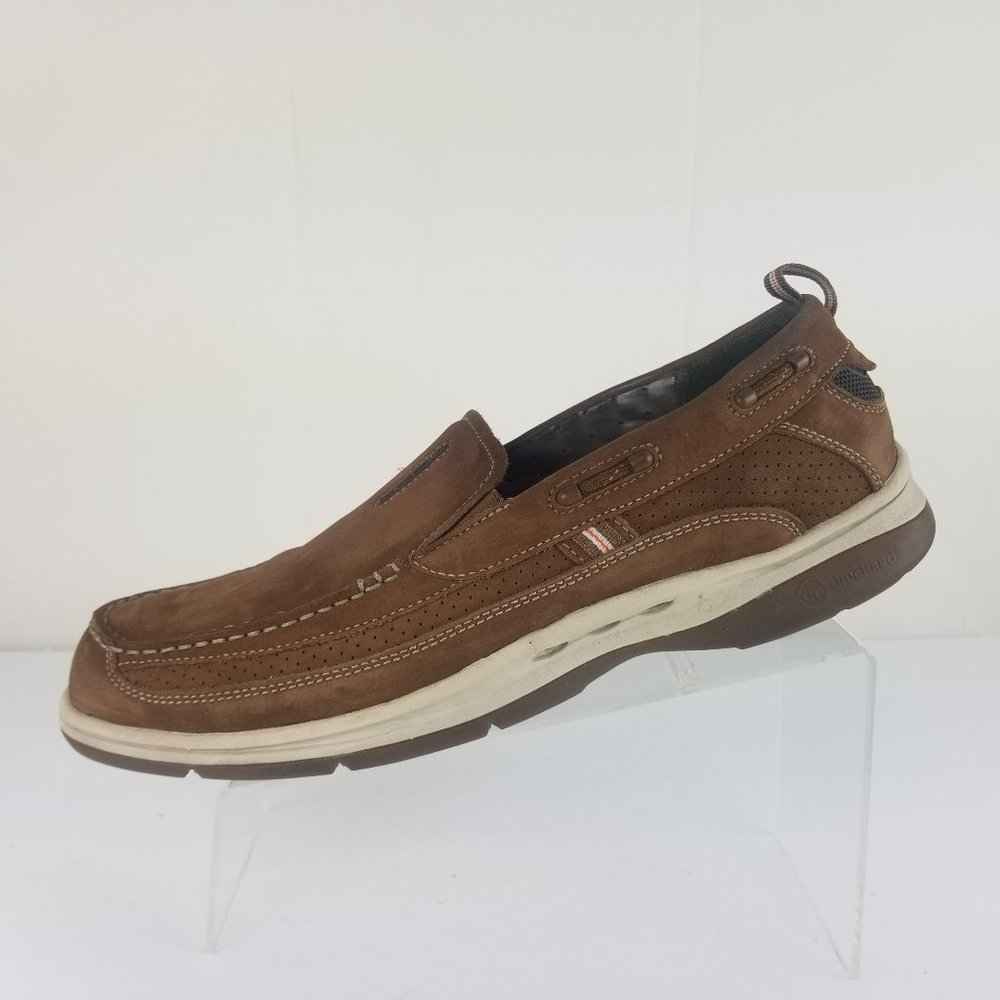 Clarks Unstructured Sz 13.5 Brown Leather Nubuck Casual Loafer Slip-On Mens Comf